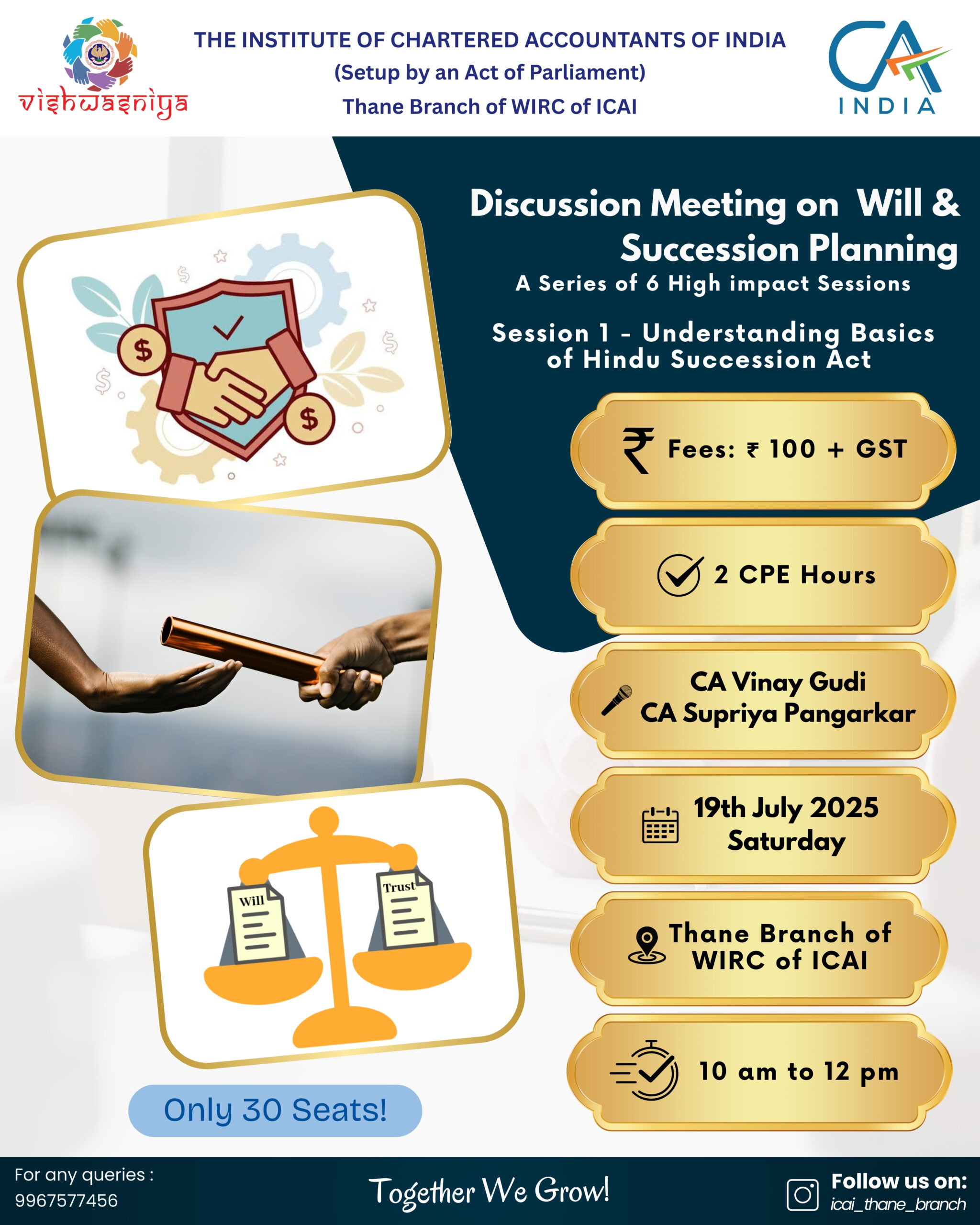 Discussion Meeting on Will & Succession PlanningThane Branch (WIRC) ICAI presents